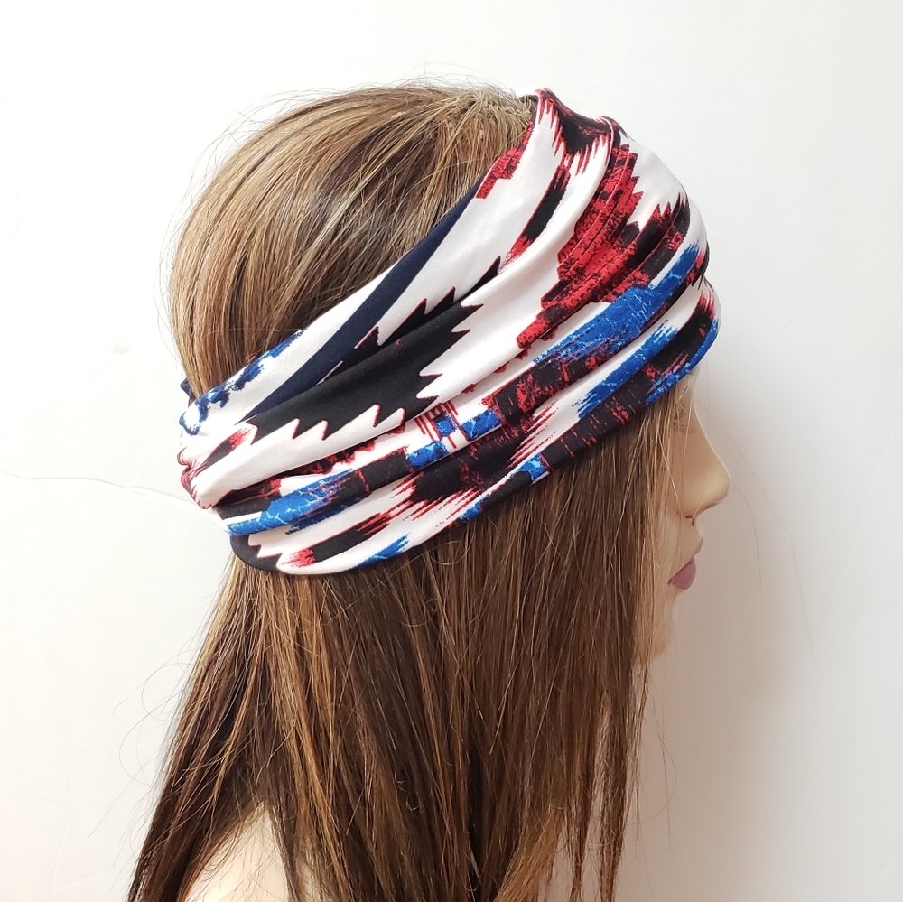Wide Red White Blue Turban Headband Cute Turbans